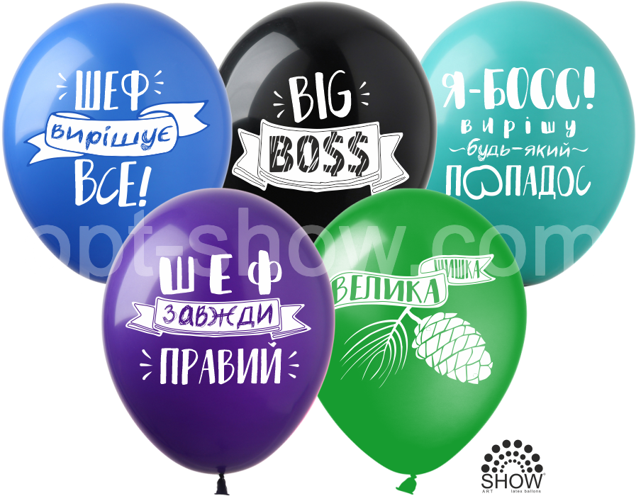 Повітряні кулі "Для Шефа" укр 12"(30 см) Пастель асорті В упак: 100шт ТМ Арт «SHOW»