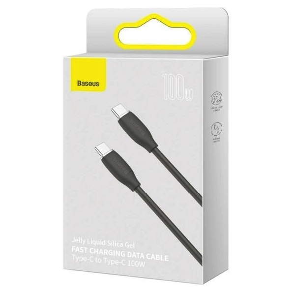 Кабель Baseus Jelly Liquid Silica USB-C to USB-C 100W 2M Black CAGD030101, фото 1