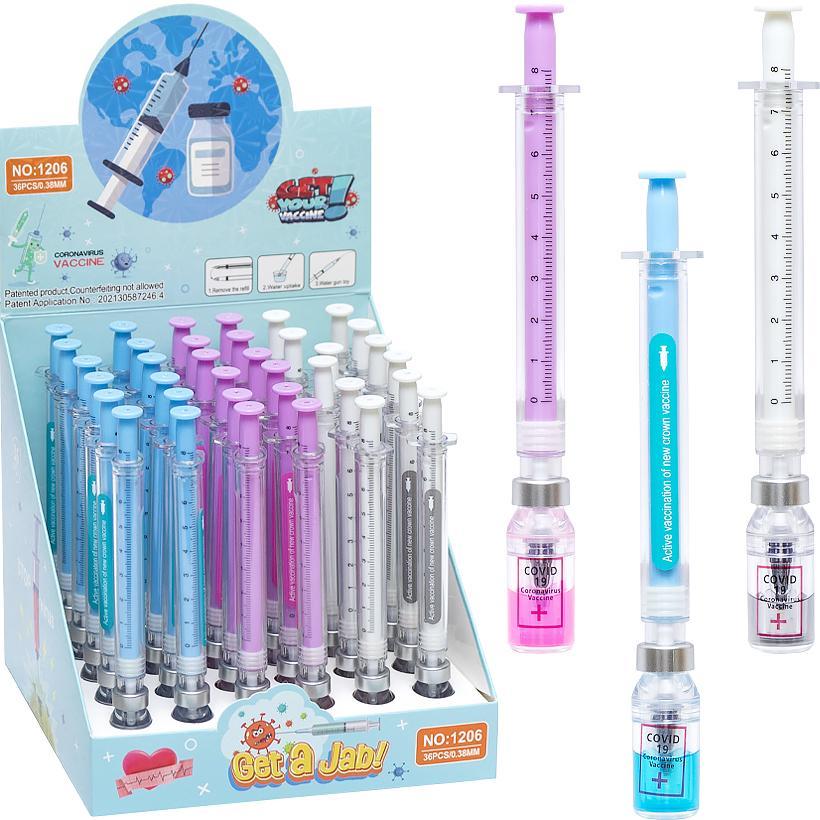 Ручка гелева 1206 Шприц-вакцина, синя