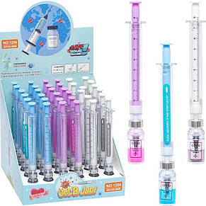 Ручка гелева 1206 Шприц-вакцина, синя, фото 1