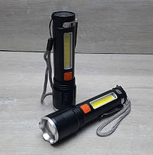 Ліхтар ручний BX-48 P12+COB+Zoom (micro USB) + червоний сигнальний, фото 4