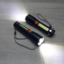 Ліхтар ручний BX-48 P12+COB+Zoom (micro USB) + червоний сигнальний, фото 3