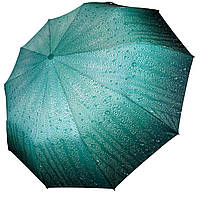 Женский зонт полуавтомат с принтом капель от Bellissimo, антиветер, бирюзовый М0627-4