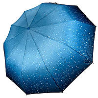 Жіноча парасолька напівавтомат із принтом крапель від Bellissimo, антивітер, блакитний М0627-5