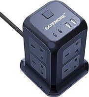 Удлинитель Tower со слотами USB C, удлинитель SAFEMORE на 8 розеток с несколькими разъемами,