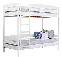 Ліжко дерев'яне двоярусне з бортиками та драбиною на ламелях Дует Плюс для дітей і підлітків Естела