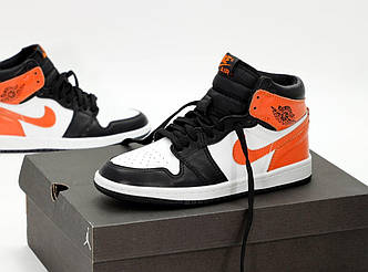 Чоловічі Кросівки Nike Air Jordan 1 Mid Orange Black White 40-41-42-43-44-45