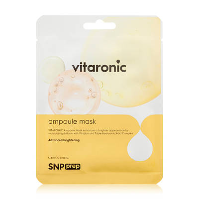 Маска тканинна для сяйва шкіри обличчя SNP Prep Vitaronic Ampoule Mask 25 ml, до 08.07.2024 року