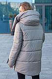 Жіноча стильна зимова куртка Магда оверсайз бежева фісташка, розміри 48-56, фото 3
