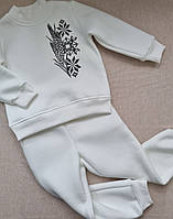 Детский спортивный костюм с начесом(флис) молочного цвета 98, 104, 110р