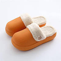 Тапочки-кроксы Оранжевые ORENGE со съемной теплой стелькой шлепанцы женские зима