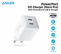 Зарядний пристрій Anker 521 Charger 40W Nano Pro 2×USB Type-C / Fast Charger PIQ 3.0 for iPhone Samsung