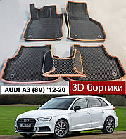 EvaForma 3D коврики с бортиками Audi A3 '12-20. ЕВА 3д ковры с бортами Ауди А3