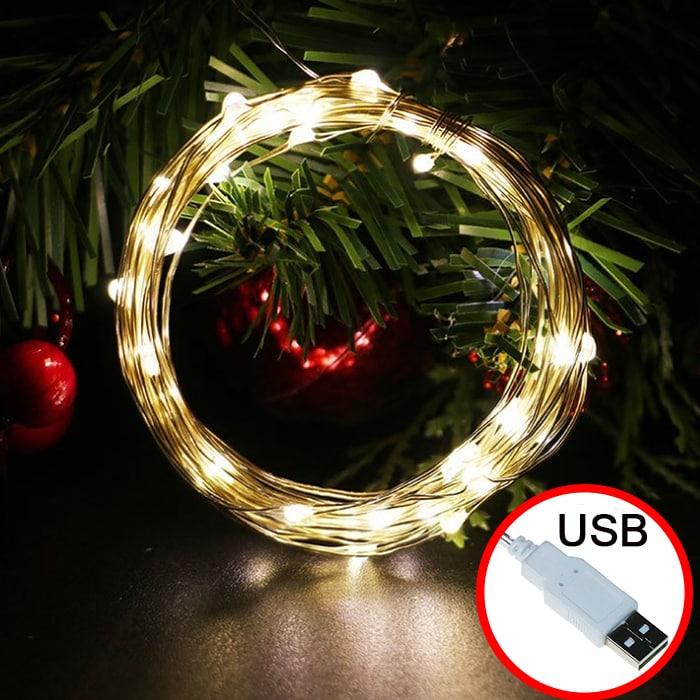 Світлодіодна гірлянда Нитка Роса на ялинку 100 LED від USB 10м 8 режимів