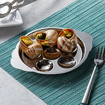 Тарілки для равликів Металева тарілка для подачі равликів Тарілки металеві Тарілка з нержавіючої сталі, фото 2