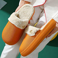 Тапочки-кроксы Оранжевые ORENGE со съемной теплой стелькой шлепанцы женские зима 35-36 - 23-23,5см