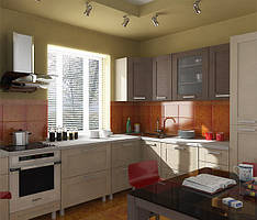 Кухні на замовлення, фасади МДФ плівка, стандартне фрезерування ціна від 6900 грн погонний метр.
