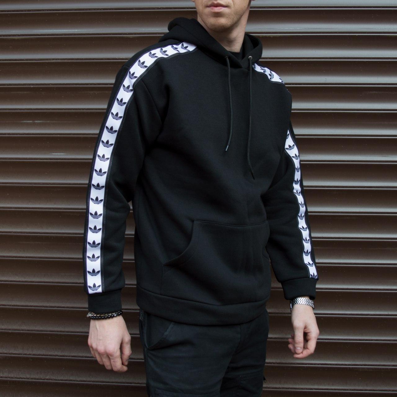 Купить Мужской худи зимний Adidas черный на флисе | кенгуру толстовка ...