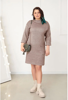 Демисезонное платье из теплой ангоры с карманами представлено в больших размерах
