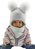 Дитяча шапка шолом тепла з флісом дитячі головні убори білий (ШДТ333)