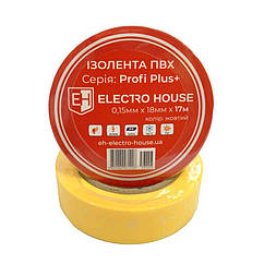 ElectroHouse Ізолента жовта 0,15 мм х 18мм х 17м