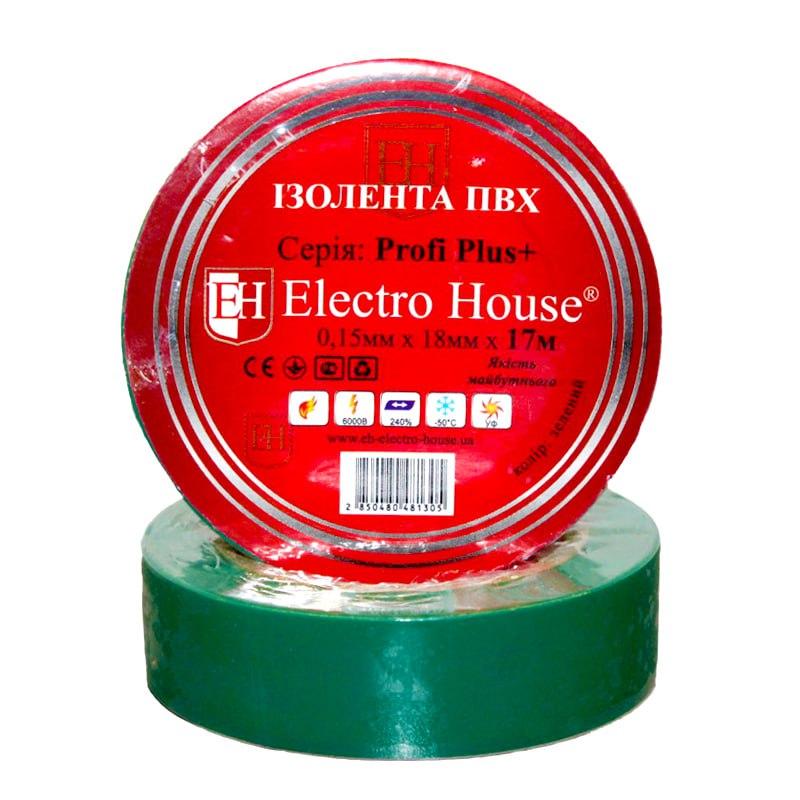 ElectroHouse Ізолента зелена 0,15 мм х 18мм х 17м, фото 1