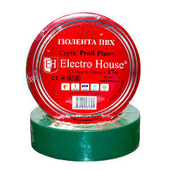 ElectroHouse Ізолента зелена 0,15 мм х 18мм х 17м