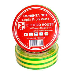 ElectroHouse ізоляційна стрічка жовто-зелена 0,15 мм х 18мм х 17м