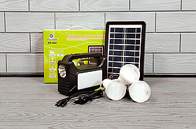 Сонячна станція/ліхтар-світильник акумуляторний з PowerBank + 3 лампочки EP-392