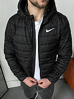 Куртка стьобана чоловіча Nike чорна повсякденна демісезонна | вітрівка весняна осіння Найкі з капюшоном XL