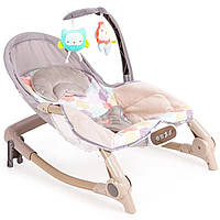 Дитячий шезлонг колиска ECOTOYS ROCKER 29290 електронна музична качалка Бежевий
