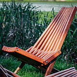 Дерев'яний шезлонг дубовий RELAX WOOD (крісло КЕНТУККИ) для туризму, лазні, саду та дачі, фото 4