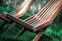 Деревянный стул-шезлонг дубовый (кресло КЕНТУККИ) для туризма, отдыха на природе, сада и дачи