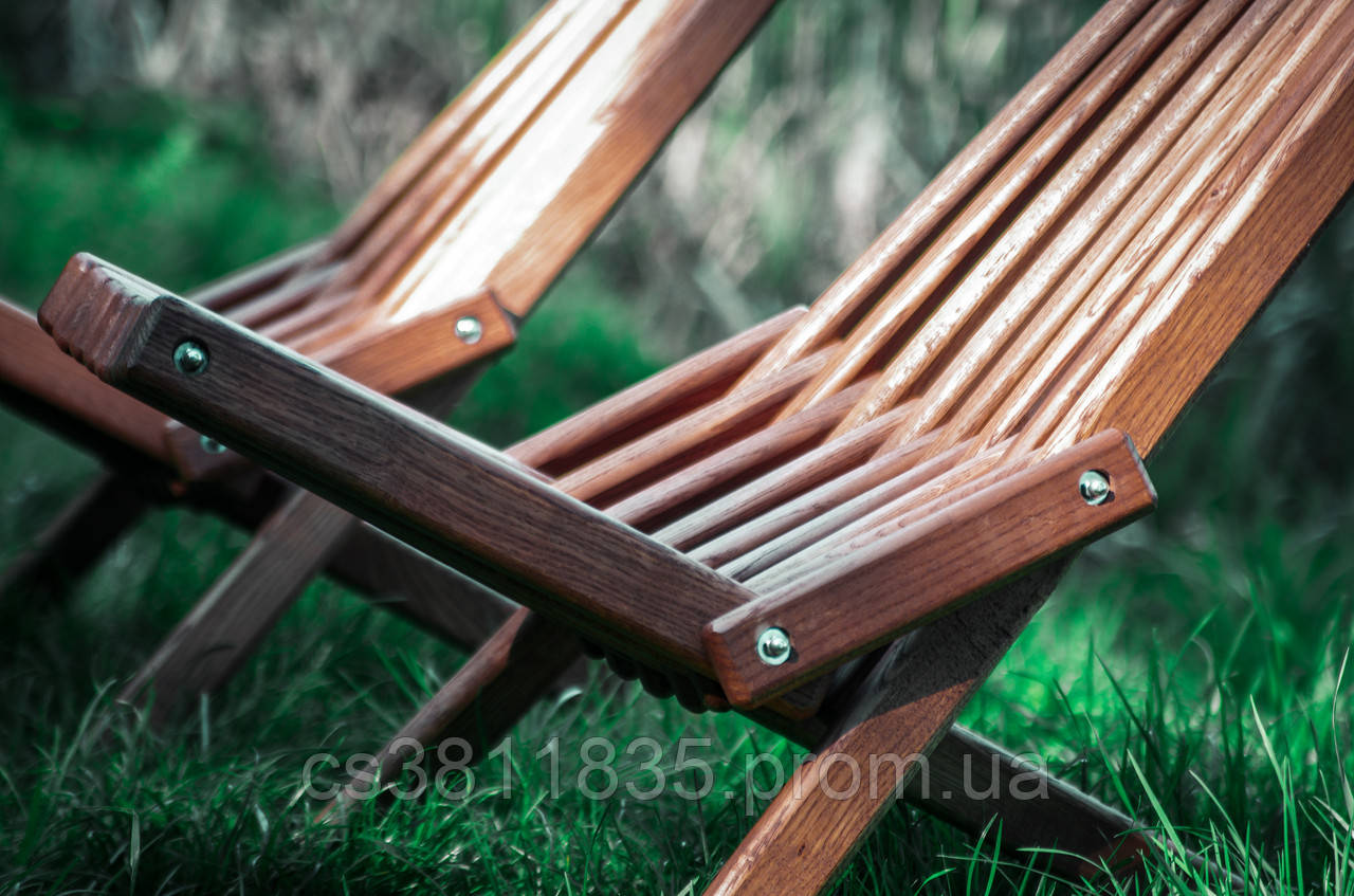 Дерев'яний шезлонг дубовий RELAX WOOD (крісло КЕНТУККИ) для туризму, лазні, саду та дачі
