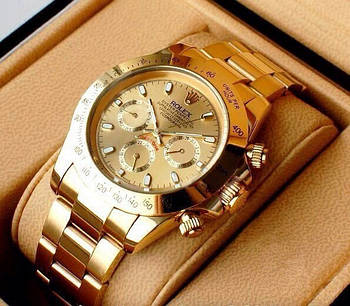 Чоловічі годинники Rolex Daytona Gold AAA наручні механічні на сталевому браслеті з датою і автопідзаводом