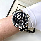 Наручний годинник Ulysse Nardin Maxi Marine Silver Black AAA чоловічі з автопідзаводом і сапфіровим склом, фото 2