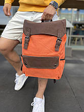 Міський рюкзак Top Orange (жовтогарячий із коричневим) зручний текстильний з відділенням для ноута rkz0001
