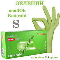 Перчатки нитриловые зеленые Mediok Emerald размер S, плотность 3.8 г, уп.100 шт