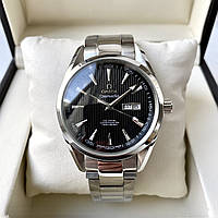 Мужские часы Omega Aqua Terra Black 150m co-axial 41 mm AAA наручные механические с автоподзаводом и сапфиром