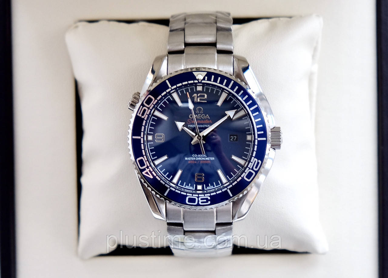 Чоловічі годинники Omega Seamaster Planet Ocean AAA наручні механічні на сталевому браслеті і календарем