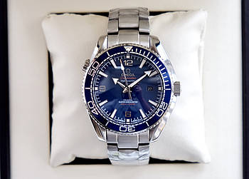 Чоловічі годинники Omega Seamaster Planet Ocean AAA наручні механічні на сталевому браслеті і календарем