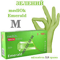 Перчатки нитриловые зеленые Mediok Emerald размер M, плотность 4г, уп.100 шт