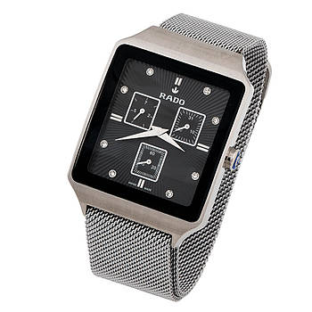 Rado Quartz Square Cosmograph Magnet Lock Black Steel чоловічі наручні кварцові годинники хронограф ААА класу