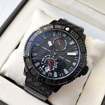 Механічні годинники Ulysse Nardin Black Sea Diver AAA чоловічі з автопідзаводом на каучуковому ремінці і датою