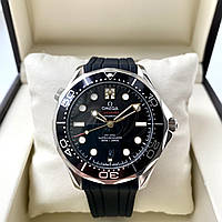 Чоловічі годинники Omega Seamaster Professional 007 Black AAA наручні механічні з автопідзаводом на каучуку