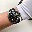 Чоловічі годинники Omega Seamaster Professional 007 Black AAA наручні механічні з автопідзаводом на каучуку, фото 3