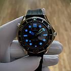 Чоловічі годинники Omega Seamaster Professional 007 Black AAA наручні механічні з автопідзаводом на каучуку, фото 9