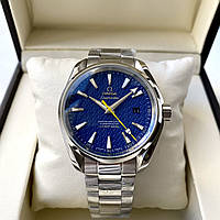 Omega Aqua Terra Blue AAA механические мужские часы наручные с автоподзаводом на браслете и сапфировым стеклом