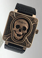 Bell & Ross BR 01 Burning Skull gold механические часы премиум класс