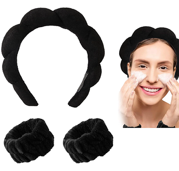 Косметичний набір для вмивання (обруч і напульсники) Black